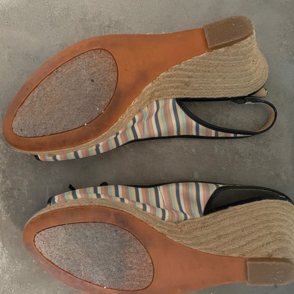 Joan & David Striped Canvas Jute Wedges - Picture 2 of 6